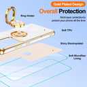 Gritup for Samsung Galaxy S21 Ultra Case: with 2Pcs Screen Protector, 360 Rotation Ring Holder Magnetic Kickstand Plating Gold Edge Soft TPU Shockproof Protective Cover for S21 Ultra, White