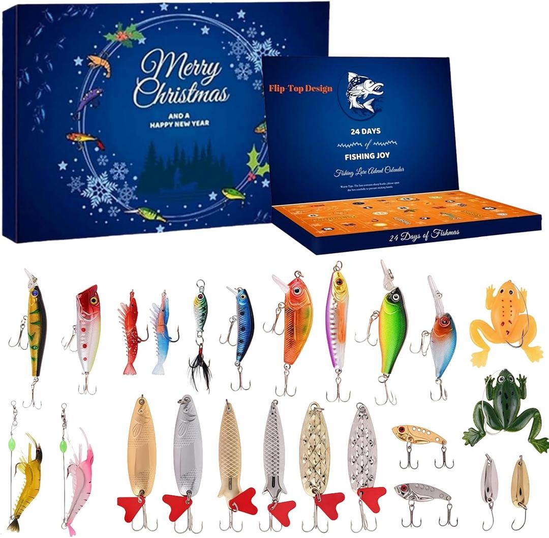 2025 New Advent Calendar Fishing Christmas Countdownfishing advent calendar 2025A set that includes fishing bait, suitable for fishing enthusiasts, adults, boys, Christmas gift
