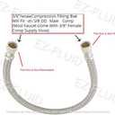 EZ-Fluid 12" x 3/8" Female Compression To 3/8 Inch Female Comp. Stainless Steel Braided Faucet Connector Line,Dishwasher Supply Line,Faucet Extension Supply Hose Connector Lines,Fits 3/8"Comp Male (1)