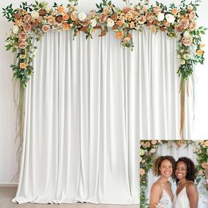 White Backdrop Curtains Wedding Background Drapes White Drapes for Backdrop Decoration Photography Video Studio Props 10x12ft TAYNSDJ140 (W5' x H12'2 Panels)