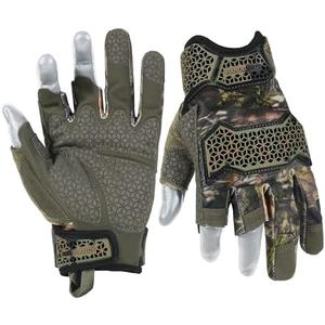 HANDLANDY Fingerless Framer Work Gloves for Men, Utility Grip Paded Gloves for Tactical Shooting Airsoft Hunting Driving (Camo- 3 Fingerless, Medium (Pack of 1)), XL
