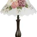 Touch of Class Brinley Floral Table Lamp - Bronze - Old Fashioned Desk Lamp for Bedroom, Living Room, Office - Painted by Hand Ruffled Glass Lampshade - Victorian Style Aesthetic