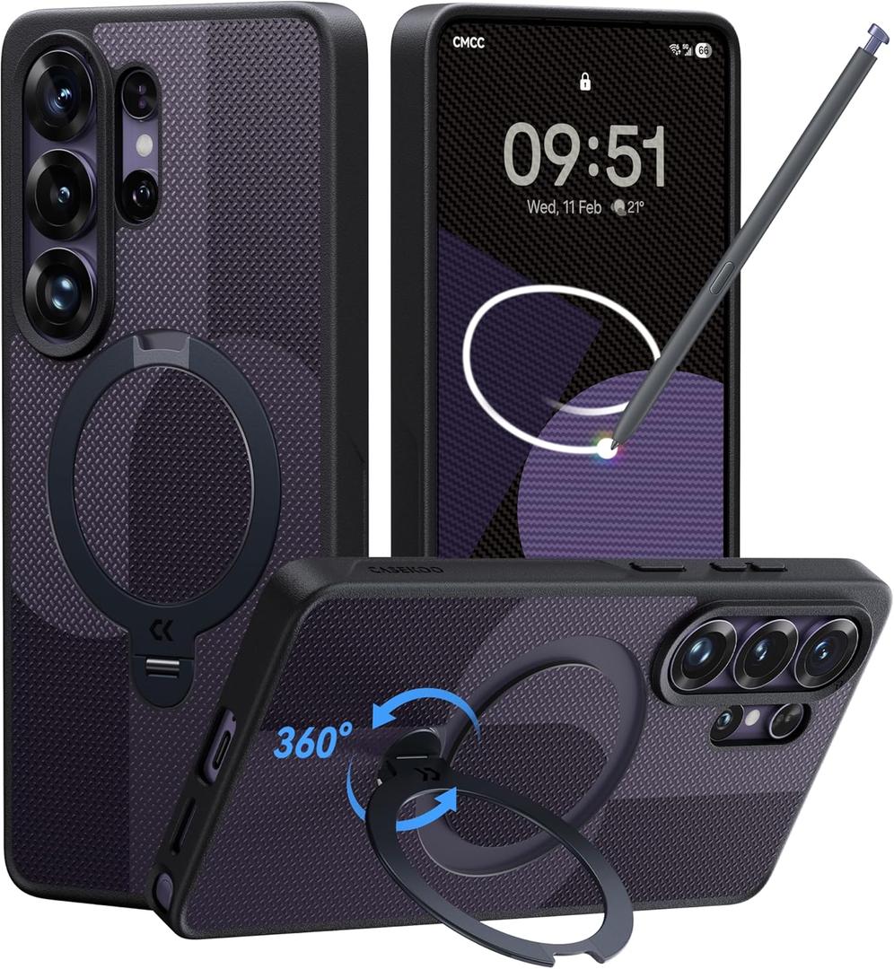 CASEKOO Geo Purple for 26U Case with 360 Spin Magnetic Stand [Fit for MagSafe] [18FT MIL-STD Protection] Shockproof Invisible Ring Holder Matte s26U Phone Case 6.9'' (Two-Tone Purple)