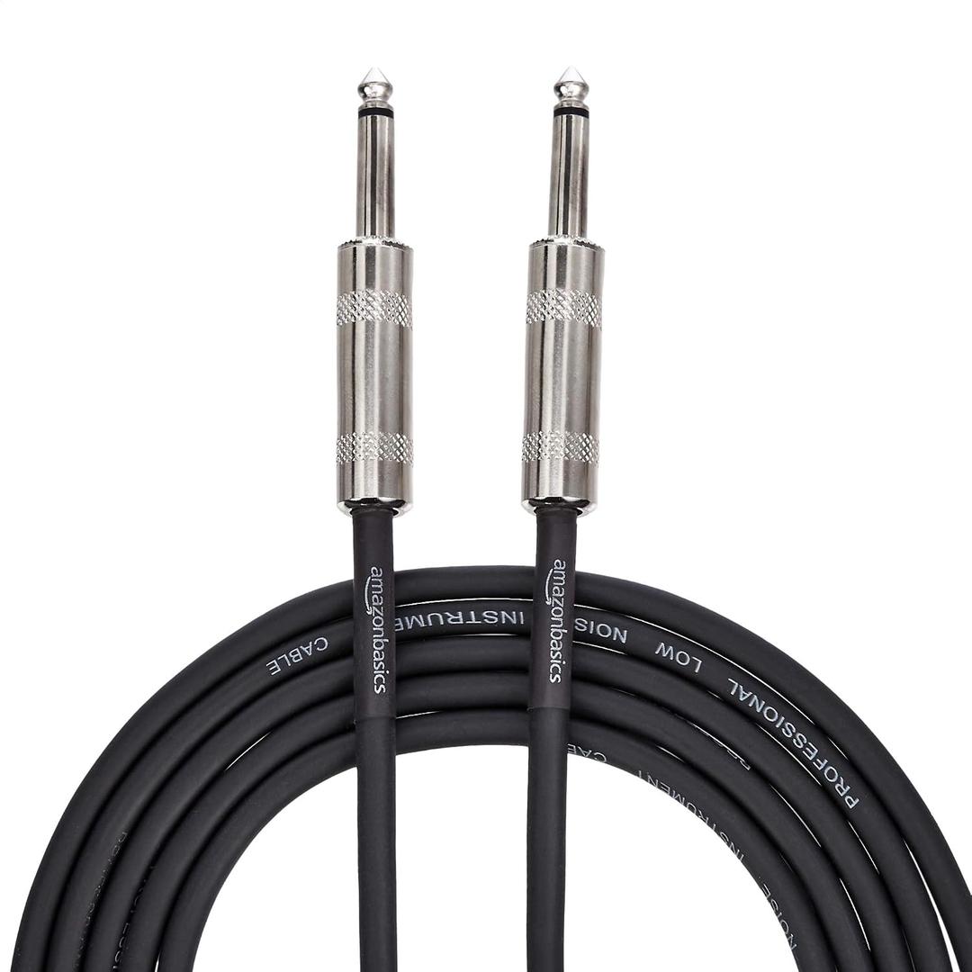 Amazon Basics TS 1/4 Inch Straight Instrument Cable for Electric Guitar, Bass and Keyboard with Anti-Noise Shielding, 10 Foot, Black