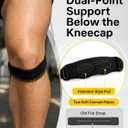 Patellar Tendon Support Strap, 2 Pack Dual-Point Silicone Patella Strap for Running and Basketball, Low-Profile Knee Band for Jumping, Gym Training, and Active Workouts, White Box (Black)