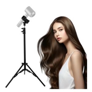 Hair Dryer Stand, Hands Free Hair Dryer Holder with 360-Degree Rotating Universal Clip, 22-63 Inch Height Adjustable Blowdryer Holder for Bathroom Vanity Makeup Room