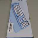 Wireless Keyboard, Round Keycaps, Retro Typewriter Keyboard with Detachable Wrist Rest, Sleep Mode, Foldable Legs, 2.4GHz Full-Size Cordless Computer Keyboard for Windows/PC/Laptop (Tiffany Blue)