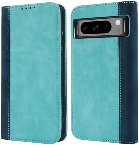 Havaya for Google Pixel 8 Pro Case Wallet with Card Holder Flip Cover with Credit Card Slots -Light Blue & Dark Blue
