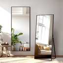 NicBex Full Length Mirror with Stand, 56"x19" Aluminum Alloy Frame Floor Mirror, Black, Shatter-Proof Glass - Free Standing, Leaning Against Wall or Wall-Mounted, for Bedroom Living Room Dressing Room