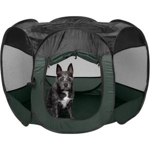 Furhaven Portable Dog Playpen Cat Tent, Pet playground/kennel foldable indoor outdoor zippered puppy crate - Hunter Green, Small