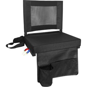 Stadium Seats for Bleachers with Back Support, Bleacher Chairs with Backs and Cushion Wide, Portable Folding Seats with Magnetic Bottom Strips, Includes Shoulder Strap - Black (1, Black) 