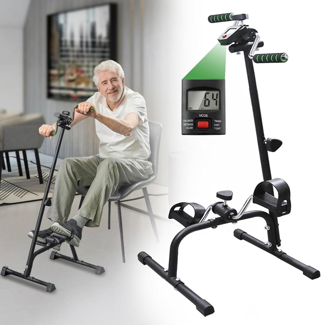Pedal Exerciser Bike for Seniors Hand Arm Leg and Knee Stroke Recovery Equipment for Seniors fit for Full Body Great Gift for Elderly Rehab Workout