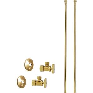 Westbrass Bullnose Faucet Kit with Round Handles, 5/8" OD x 3/8" OD x 20", Polished Brass, D105KBN-01