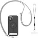 CACOE Phone Lanyard 2 Pcs-1 Pcs Adjustable Neck Strap, 1 Pcs Wrist Strap, 2 Pcs Pads, Universal Crossbody Multifuctional Cell Phone Lanyards Compatible with Most Smartphones(Gray)