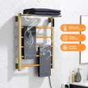 Modern Electric Towel Warmer, Wall Mounted Heated Towel Rack in Brushed Gold, Smart Temperature Control with LED Display