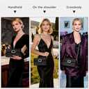 Rhinestone Handmade Evening Clutch Purses for Women, Formal Clutch Purse for Wedding, Party, Prom, Cocktail, Dinner (Black and Diamond Stripes)