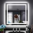 LOAAO 32"X32" LED Bathroom Mirror with Lights, Anti-Fog, Dimmable, Backlit + Front Lit, Lighted Bathroom Vanity Mirror for Wall, Memory Function, Tempered Glass, Shatter-Proof, ETL Listed