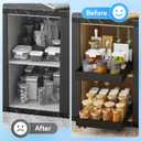 Expandable Pull Out Cabinet Organizer Adhesive12.5"-20.6" W21" D No Drill Adjustable Cabinet Drawers,Slide Out Cabinet Organizer for Home Kitchen,Pantry,Black 1PC