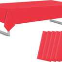 Red 5 Pack 54 x 108 Inch Plastic Tablecloth Disposable Tablecloth for Rectangle Table, Party Plastic Table Cloth