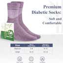 Bamboo Viscose Diabetic Socks for Women, 6 Pairs Non Binding Wide Top, Seamless Loose Cushion Socks for Swollen Feet (Large, Multicolor)