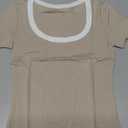 LYANER Women's Ribbed Knit Tee Slim Fit Scoop Neck Short Sleeve Top for Basic Casual T-Shirt
XS