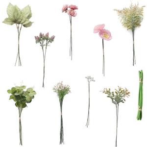 Floroom Artificial Greenery Stems Box Set, 45pcs with 6 Kinds of Faux Greenery Flowers Picks for DIY Bridal Bouquets Wedding Floral Arrangement Table Centerpieces, Dusty Rose & Green