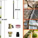 24FT Reach 8-18FT Telescopic Pole Gutter Cleaning Tools from Ground, Up to 24FT Reach, Flexible Wand, Adjustable Flow for Garden, Roof Gutters, Leaves & Debris Removal