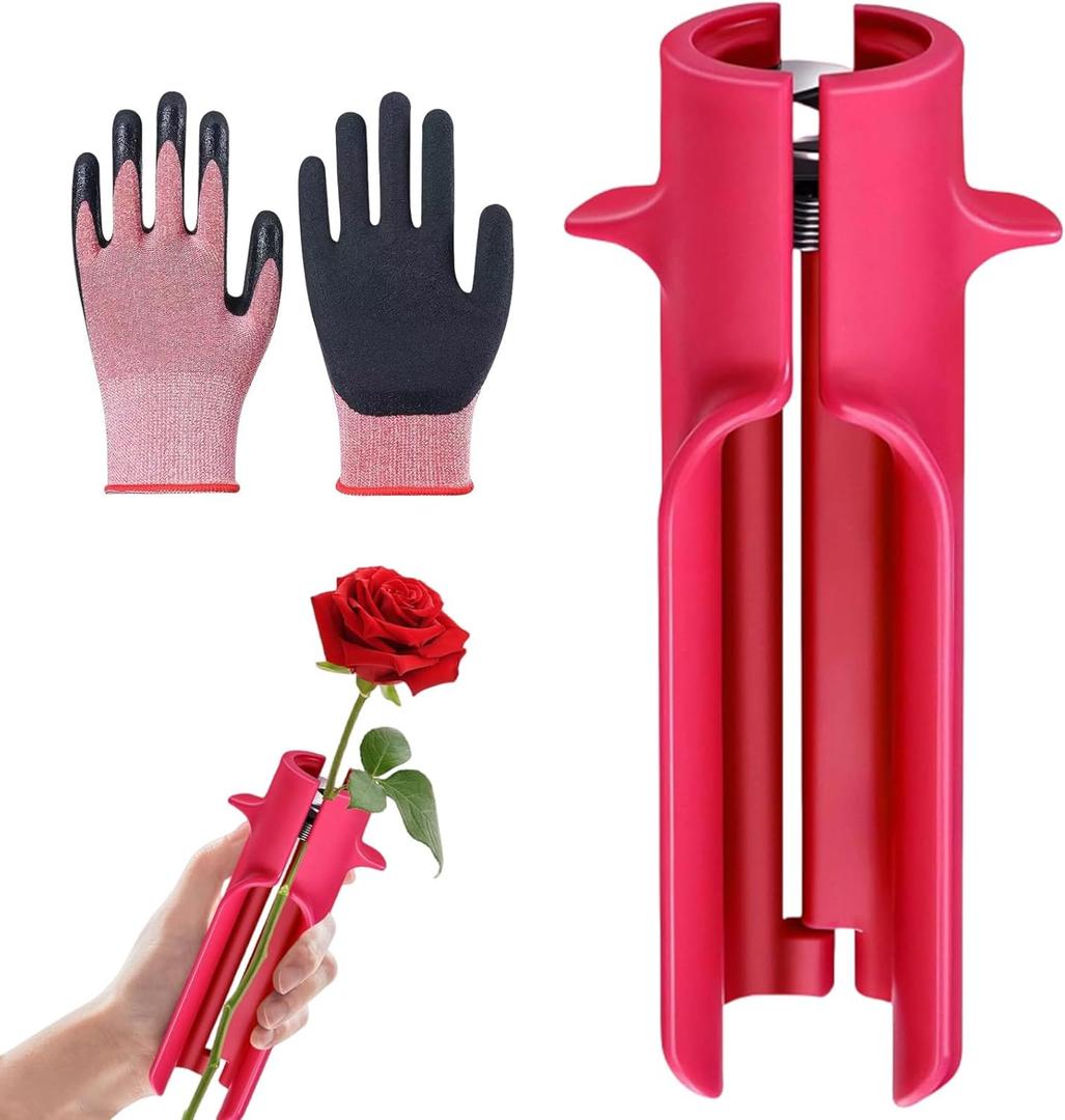 Professional Rose Stem Thorn Stripper & Leaf Remover Tool - Efficient Floral Cleaner for Home Gardening & Flower Shops - Upgraded Design for Easy Floral Arrangements (Red)