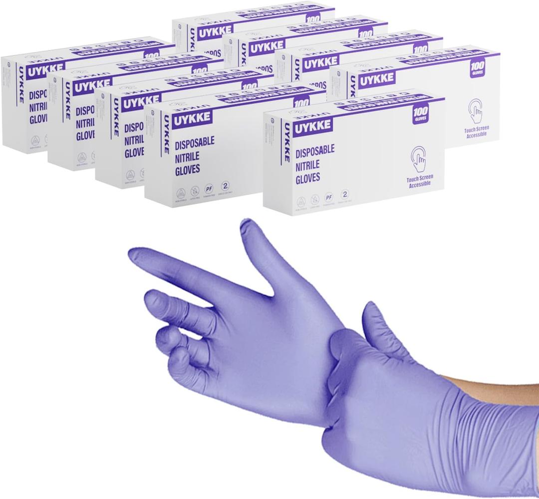 Nitrile Disposable Gloves 4 Mil Nitrile Cleaning Gloves Latex Free for Food Prep, Cooking,Lab,Home,Salon&Tattoo (Large, Purple-1000pcs)