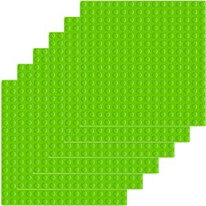BOROLA Classic Large-Sized Bricks Baseplates 10" x 10", Multi-Color Building Brick Base Plate Compatible with Most Major Brands Perfect for Creative Play (6PCS,Light Green)
