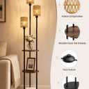 KIZON 71" Floor Lamp with Shelves and Rattan Shades, 3-Tier Standing Light
