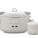 Crock-Pot Designer Series 7qt Slow Cooker with Bonus Little Dipper Mushroom: 4 Settings, Stoneware, Stainless Steel, Keep Warm