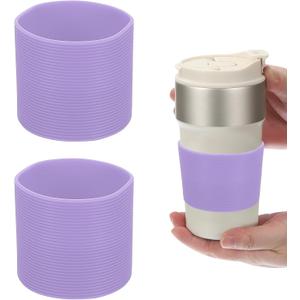 uxcell Silicone Water Bottle Boots, Silicone Cup Protector, Anti-Slip Protective Sleeve Bottom Accessory (6cm, Purple)