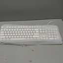 EWEADN TK100 Typewriter Style Wired Mechanical Keyboard, 104 Keys Aesthetic Typewriter Keyboard with White Backlit, Anti-Ghosting, Blue Switch Wired Cute Keyboards-White