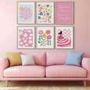 3 x 6Pcs Funny Pink Wall Decor for Girls Dorm, Flower Market Posters Prints Aesthetic Bedroom Wall Art for Dorm Living Room, Pink Poster, Unframed, 8 x 10 Inch -A09