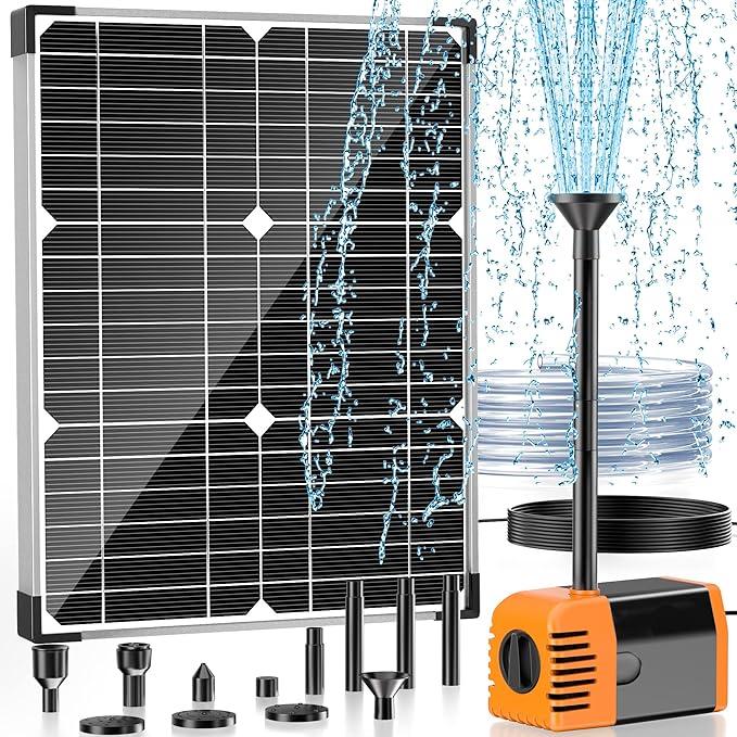 POPOSOAP 20W Solar Water Pump, Solar Powered Water Pump Outdoor with 320GPH Solar Pump, 16.4ft Cable, Fish Tank and Garden Water Features