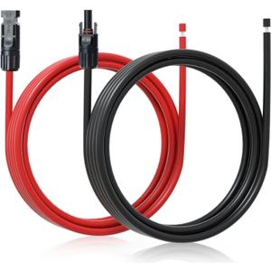 ECO-WORTHY 10FT 10AWG Solar Extension Cable 30A/1000V DC, IP67 Waterproof with Compatible Quick Connectors (Red+Black) for Solar Panels, Controllers, Off-Grid Systems
