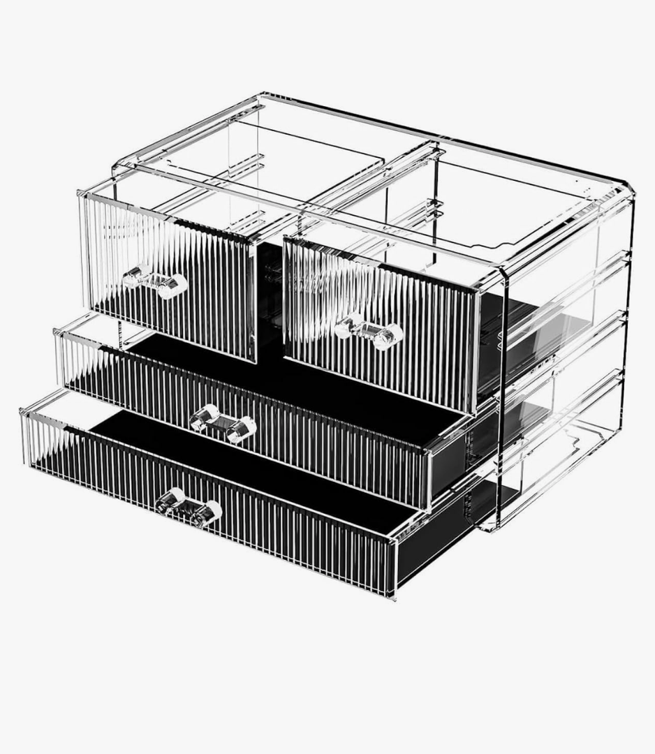 Bathroom Makeup Organizers, Clear Makeup Organizer With Acrylic Drawers Makeup Organizer For Vanity Or Dresser With Clear Storage Drawers Organizer for Vanity(A)