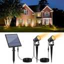 APONUO Metal Solar Spot Lights Outdoor with 9.8ft Cable Solar Powered Landscape Lighting Low Voltage IP65 Waterproof Auto On/Off for Outside Garden Yard Landscape Pathway Garage-Warm White(2-in-1)