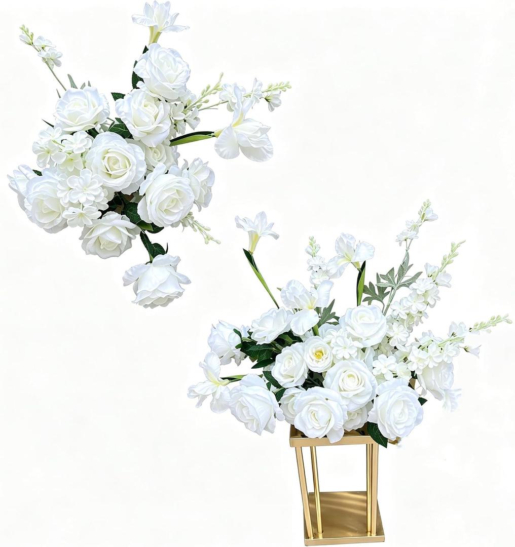 2 Pieces of White Roses, Wedding Arch Hanging Flower Center piece
