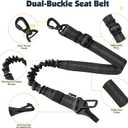 Pawaboo Dog Seat Belt Harness for Car, Dog Car Harness Seatbelt with Double Clips, Adjustable Breathable Pet Vest & Dogs Safety Tether with Elastic Bungee for Small Medium Large Pet, L, Black