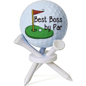 Boss Birthday Gifts for Men, Funny Gift for Boss Lady, Manager, Supervisor, Leader Female Male, Retirement, Thanksgiving, Best Bosses Day Gifts, Golfball Tabletop Display Stand Gifts, 3 tees