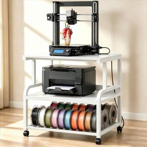 Homieasy 3D Printer Stand with Power Outlet, 23.6" x 23.6", White