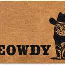 MAINEVENT Meowdy Doormat 30x17 Inch, Cat Front Door Mat for Covered Outdoor Area, Black Cat Welcome Mats for Front Door Gift, Coir Outdoor Doormat