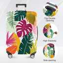 FOREVER QUEEN Tropical Leaves Travel Luggage Cover -Stretchable Airplane Suitcase Protector Sleeve,Universal Washable Fit for 24-26 Inch Checked Baggage,Water Resistant Durable Luggage Protector