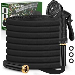 Garden Hose 100ft, 3/4" GHT Non-Expanding Water Hose Lightweight, Flexible Garden Hose with 10 Function Nozzle, Kink-Free, Sturdy, High-Pressure, Abrasion Resistant Hoses for Yard, Garden