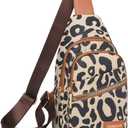 Leopard Print Chest Bag for Women Letter Print Crossbody Sling Backpack with Wide Strap Multipurpose Fanny Daypack (leopard print)