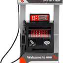 Kids Toy Miniature Gas Station Model Playset with 2 Roadblocks,Little Gas Station Pump Toy Simulation Play for Boy Childrens Pretend Game DIY Play House