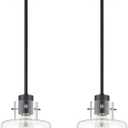 2 Pack Pendant Lights Kitchen Island, 6" Matte Black Pendant Light Fixtures Over Island with Clear Glass Shade, Modern Kitchen Island Lighting for Dining Room Entryway, PL124-MB-G-2PK