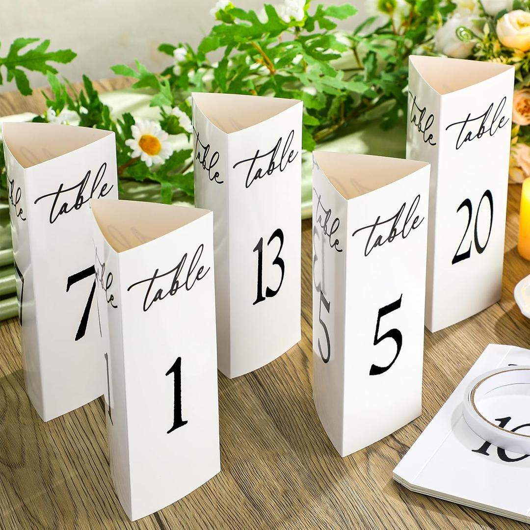 Maitys Trifold Wedding Table Numbers 1-20 Paper Table Number Cards Black and White Freestanding Numbers for Wedding Parties and Events Reception Decorations(Black)